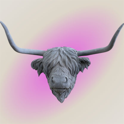 Grey Flock Cow Head Wall Mount | Velvet-Touch Animal Wall Art | Sign of the times Stoke