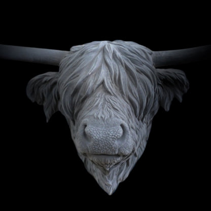 Grey Flock Cow Head Wall Mount | Velvet-Touch Animal Wall Art | Sign of the times Stoke