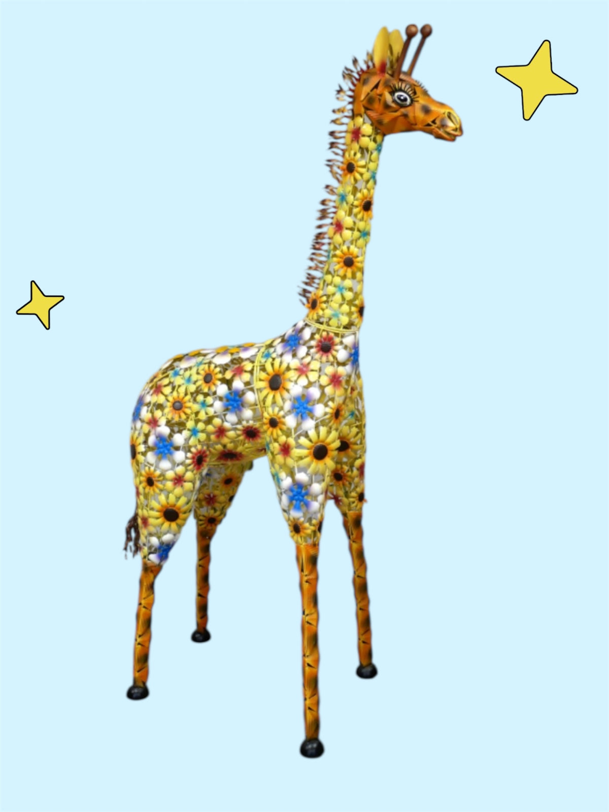 Flowered Metal Giraffe Sculpture - Large Outdoor Garden Décor | Sign of the times Stoke