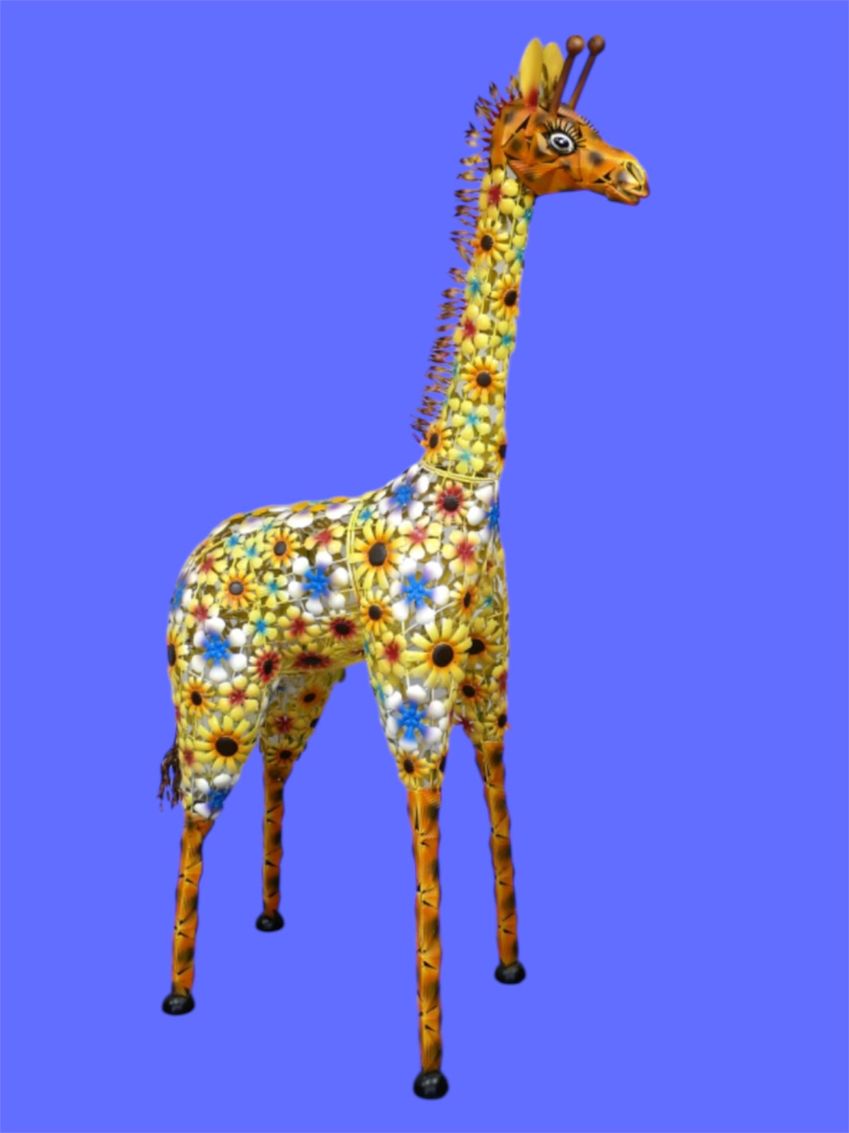 Flowered Metal Giraffe Sculpture - Large Outdoor Garden Décor | Sign of the times Stoke