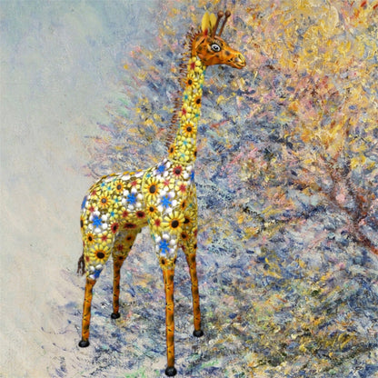 Flowered Metal Giraffe Sculpture - Large Outdoor Garden Décor | Sign of the times Stoke