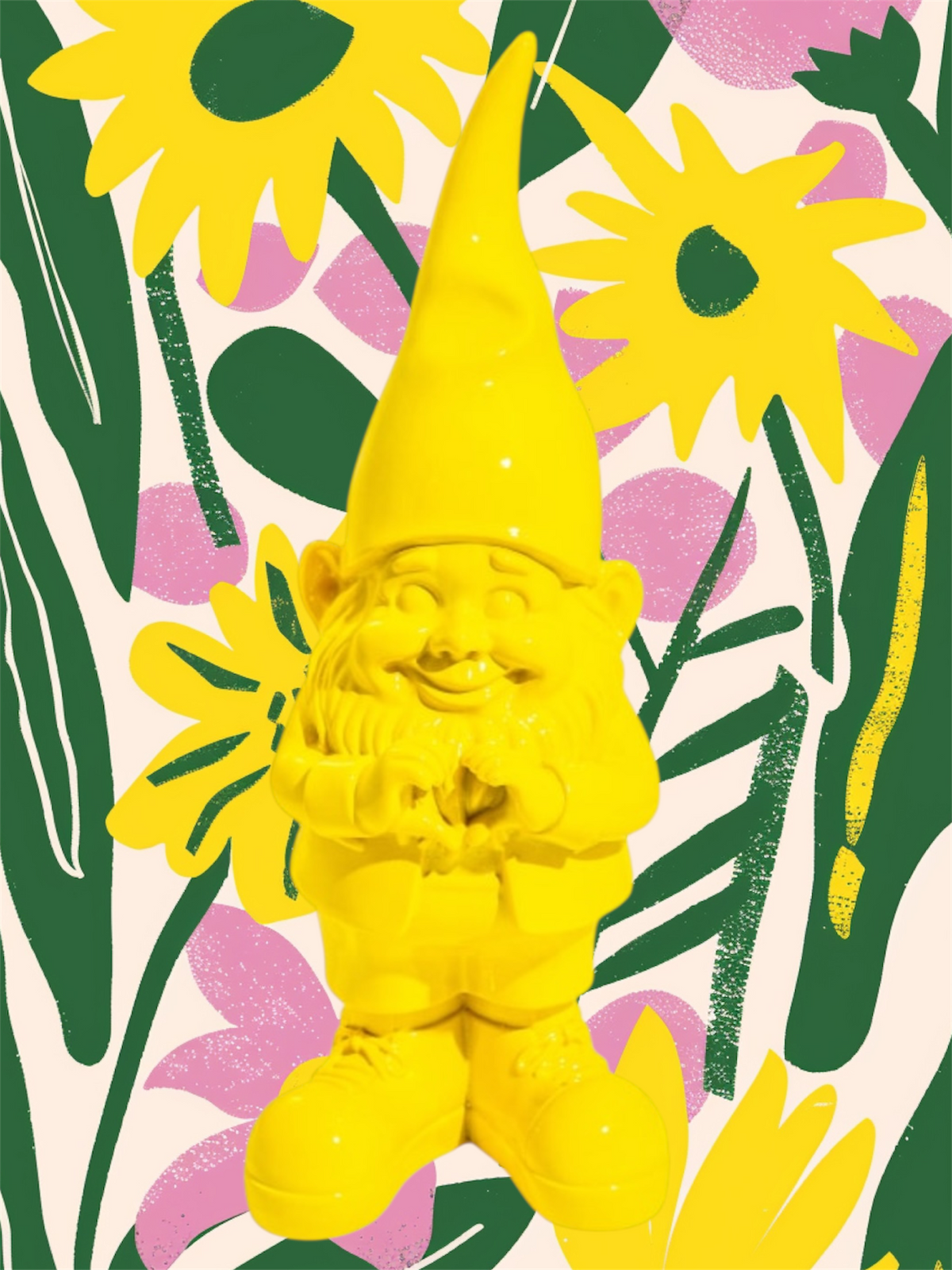 Medium Bright Yellow "Heart Hands" Gnome Figure – Whimsical and Loving Decor | Sign of the times Stoke