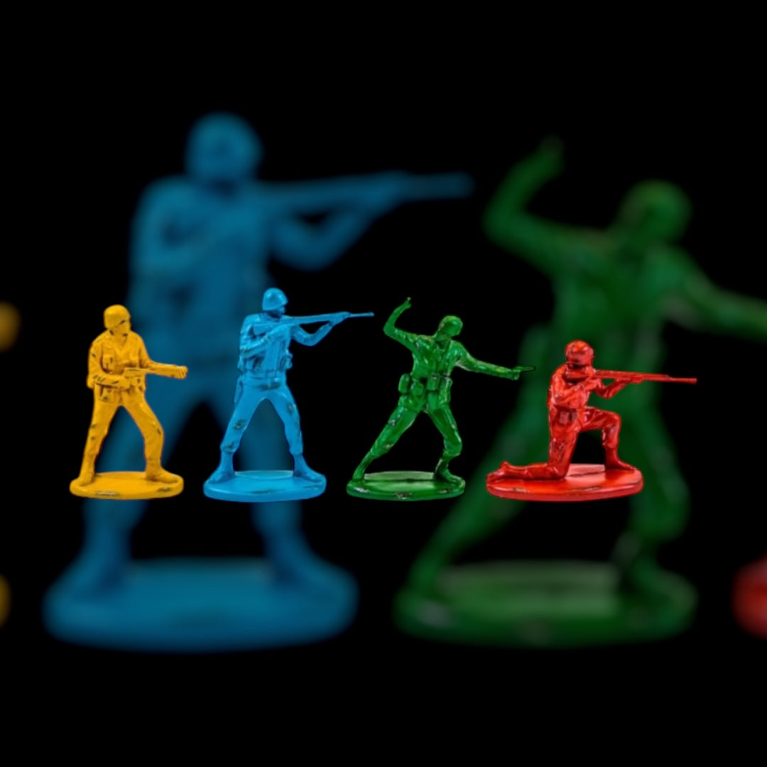 Set of 4 Classic Toy Soldier Coloured Figures | Bold Nostalgic Decor | Sign of the times Stoke