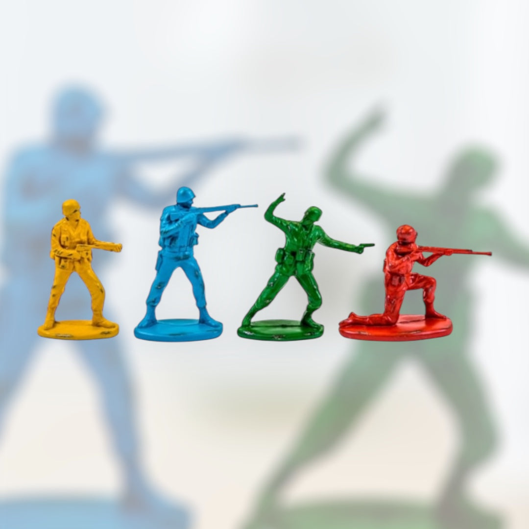 Set of 4 Classic Toy Soldier Coloured Figures | Bold Nostalgic Decor | Sign of the times Stoke