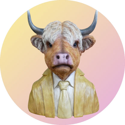 Highland Cow Bust Sculpture – Rustic Farm-Inspired Animal Decor | Sign of the times Stoke