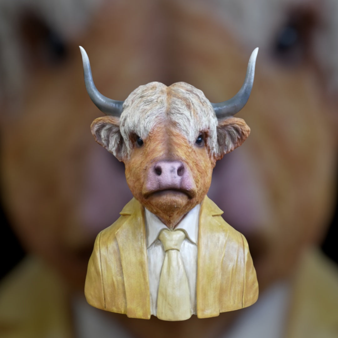 Highland Cow Bust Sculpture – Rustic Farm-Inspired Animal Decor | Sign of the times Stoke