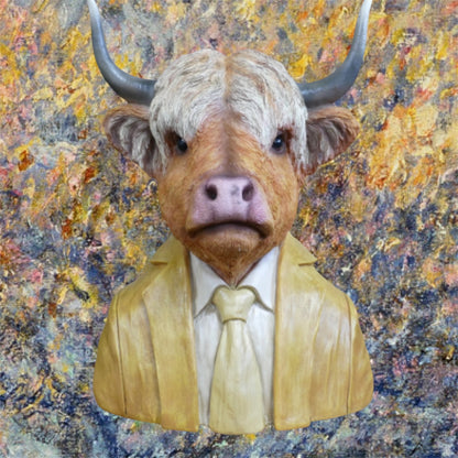 Highland Cow Bust Sculpture – Rustic Farm-Inspired Animal Decor | Sign of the times Stoke