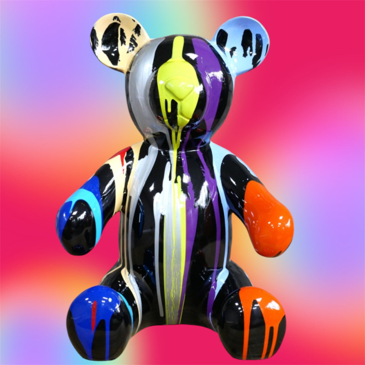 Splash Painted Bear – Bold & Colourful Artistic Animal Sculpture | Sign of the times Stoke