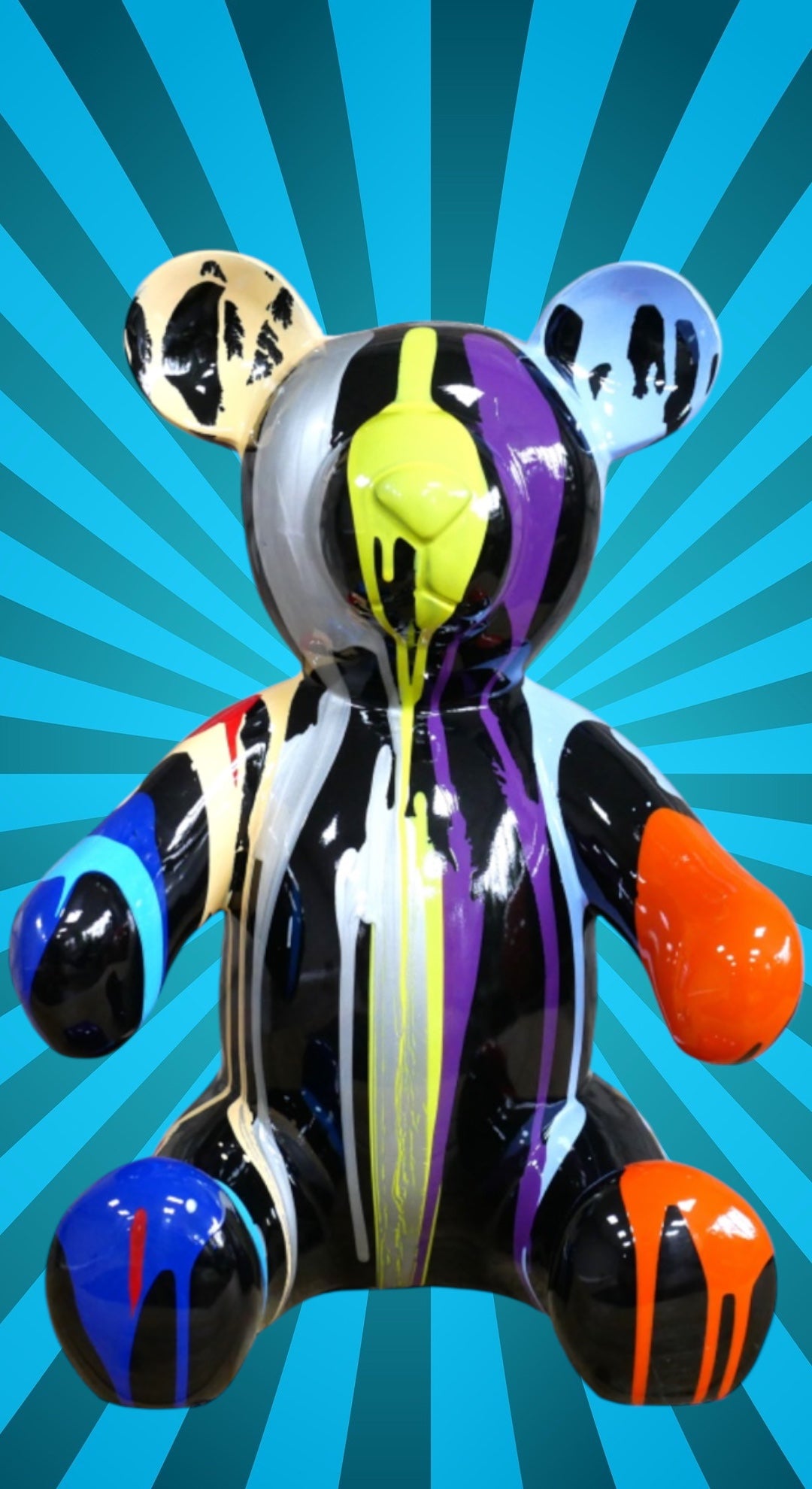 Splash Painted Bear – Bold & Colourful Artistic Animal Sculpture | Sign of the times Stoke