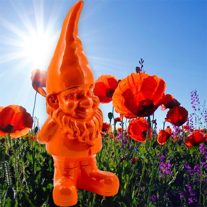 Giant Orange Standing Gnome Figure - Joyful Garden or Home Decor | Sign of the times Stoke