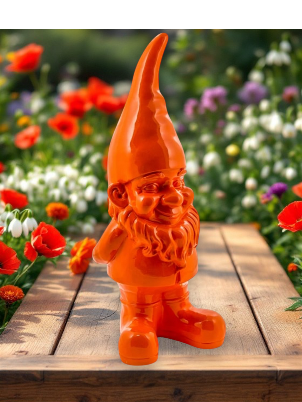 Giant Orange Standing Gnome Figure - Joyful Garden or Home Decor | Sign of the times Stoke