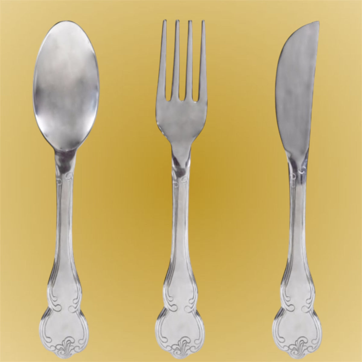 Huge Sliver Knife, Fork, and Spoon Wall Art Set – Elegant Culinary Wall Decor | Sign of the times Stoke
