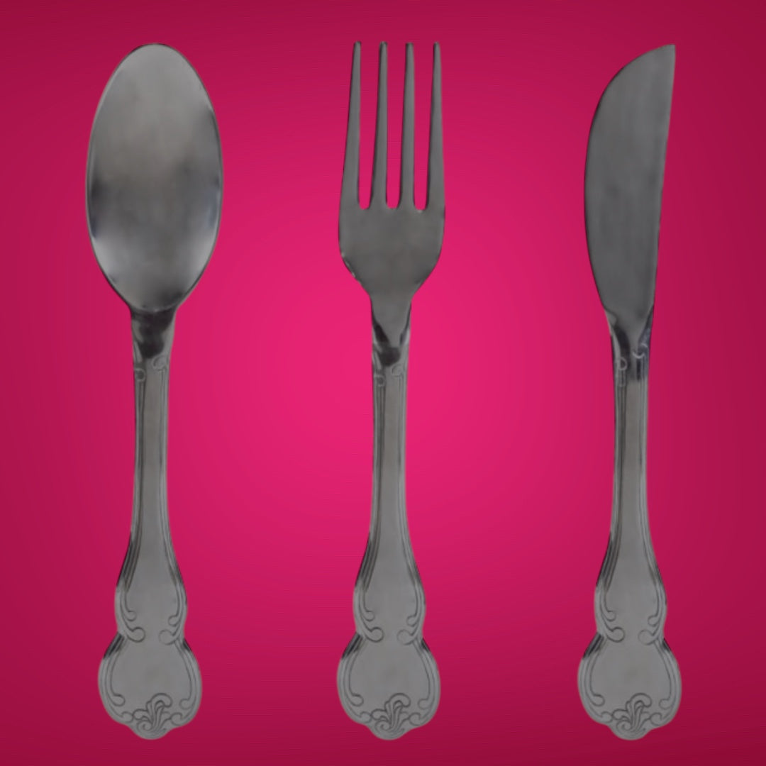 Huge Sliver Knife, Fork, and Spoon Wall Art Set – Elegant Culinary Wall Decor | Sign of the times Stoke