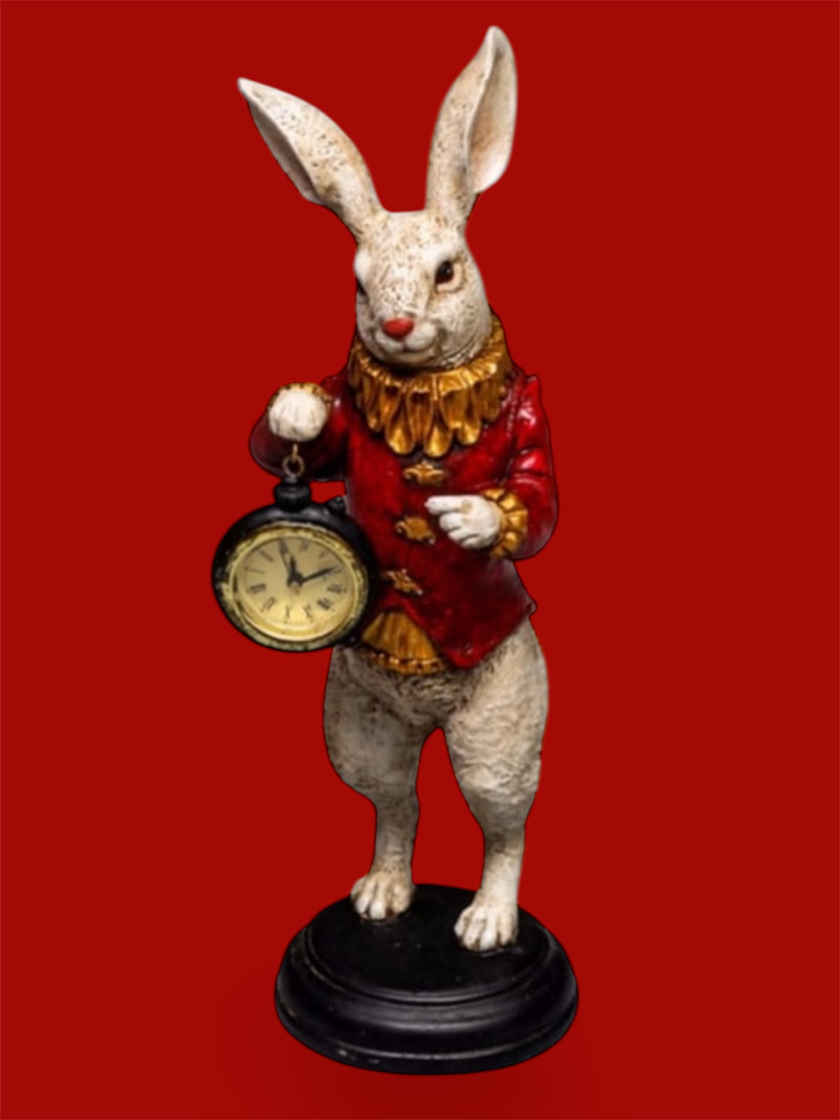 The White Standing Clock Figure with Red Jacket | Sign of the times Stoke