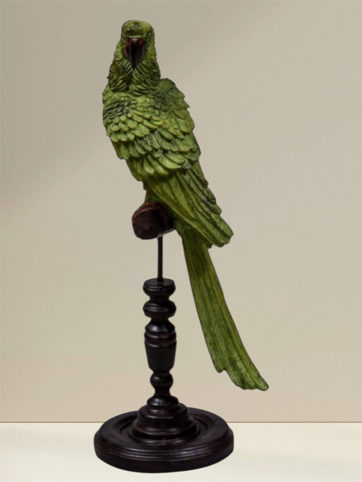 Green Parrot on Perch Figure – Exotic Tropical Bird Decor | Sign of the times Stoke