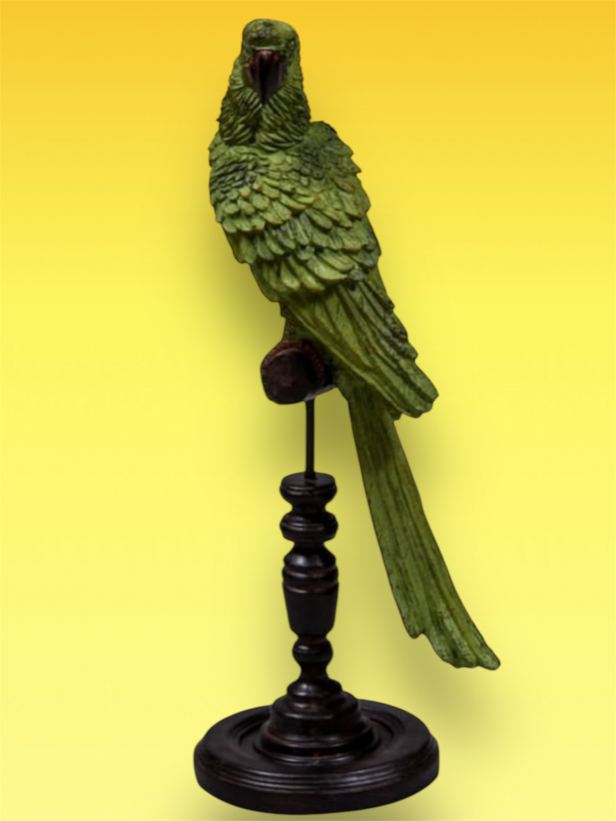 Green Parrot on Perch Figure – Exotic Tropical Bird Decor | Sign of the times Stoke