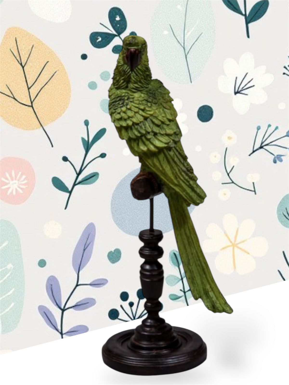 Green Parrot on Perch Figure – Exotic Tropical Bird Decor | Sign of the times Stoke