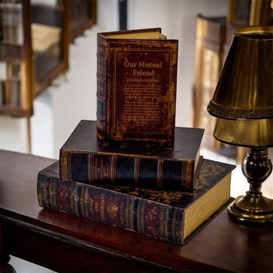 Antique Book Set of 3 Storage Boxes - Vintage Hidden Storage Décor | Sign of the times Stoke