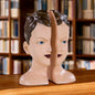 Antiqued Split Art Deco Head Bookends - Quirky Resin Decor | Sign of the times Stoke