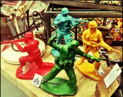 Set of 4 Classic Toy Soldier Coloured Figures | Bold Nostalgic Decor | Sign of the times Stoke