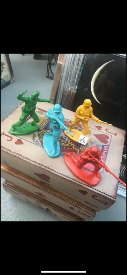 Set of 4 Classic Toy Soldier Coloured Figures | Bold Nostalgic Decor | Sign of the times Stoke