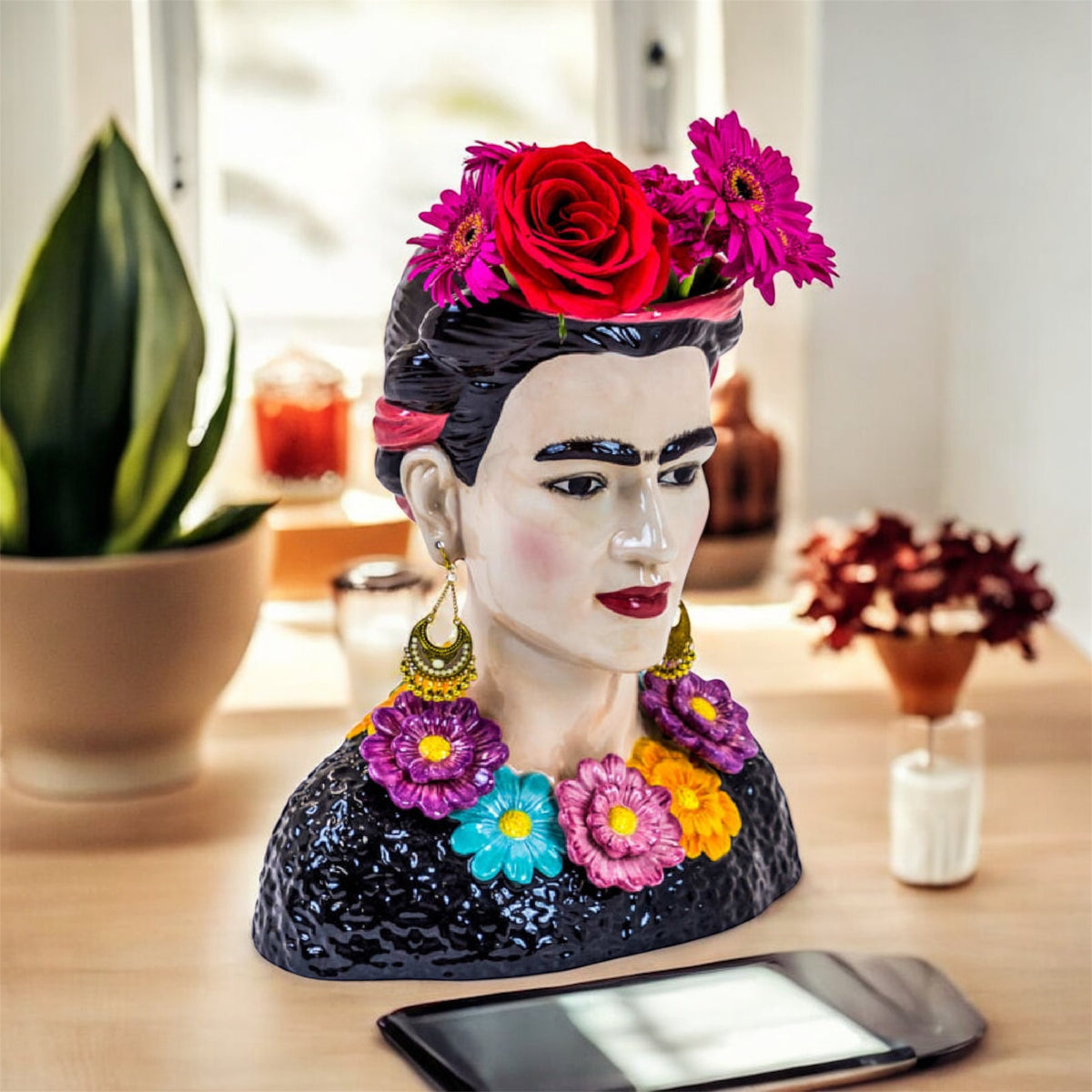 Ceramic Mexicana Bust Vase | Bold & Colorful Statement Décor | Sign of the times Stoke