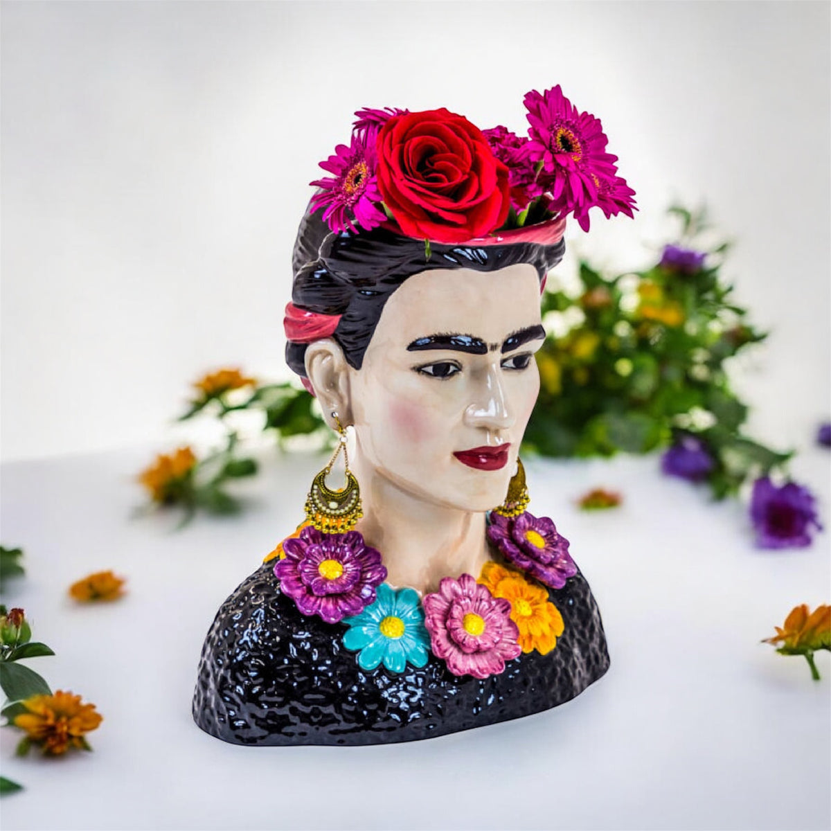 Ceramic Mexicana Bust Vase | Bold & Colorful Statement Décor | Sign of the times Stoke