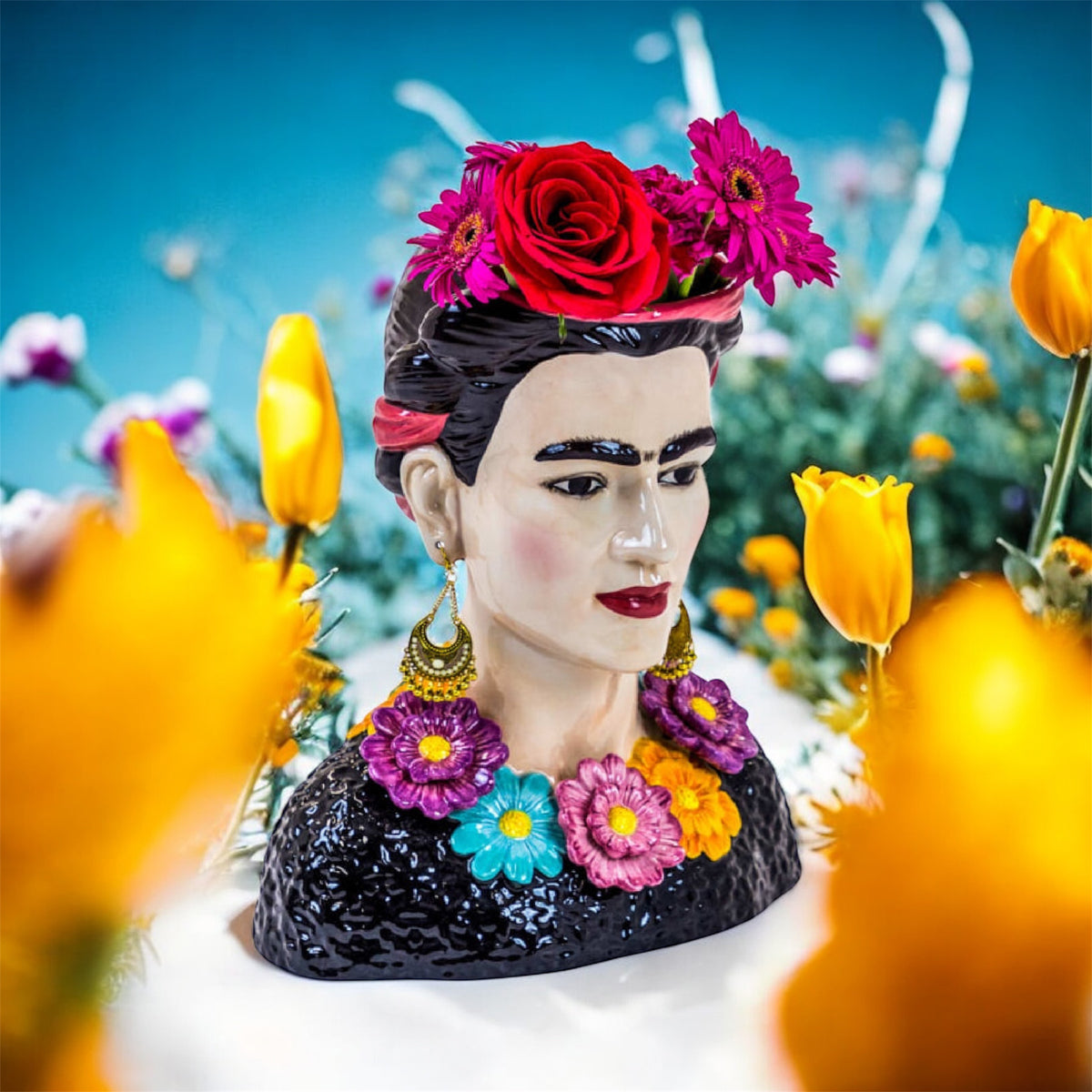 Ceramic Mexicana Bust Vase | Bold & Colorful Statement Décor | Sign of the times Stoke