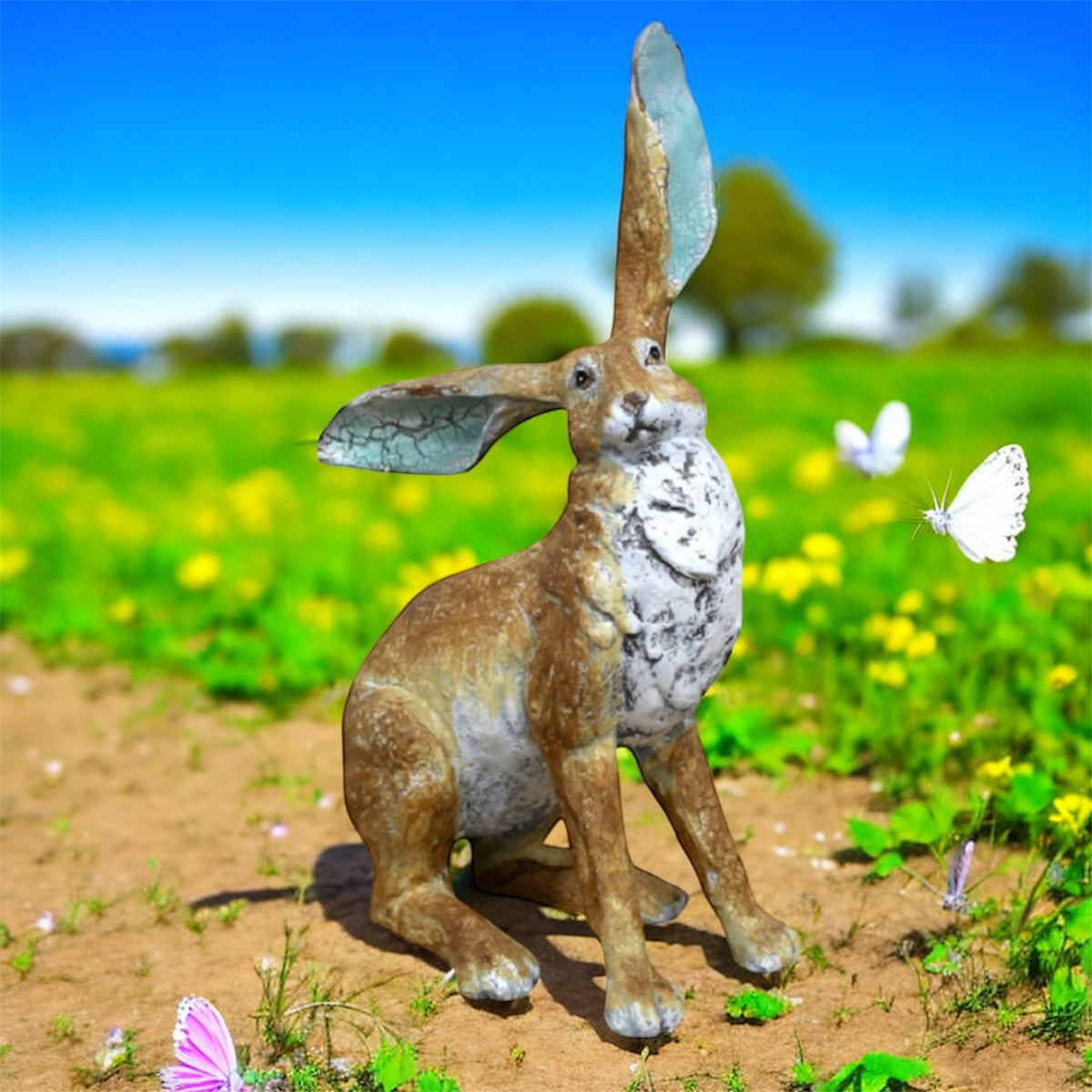 Sitting Hare Sculpture – Delightful Resin Hare Ornament | Sign of the times Stoke