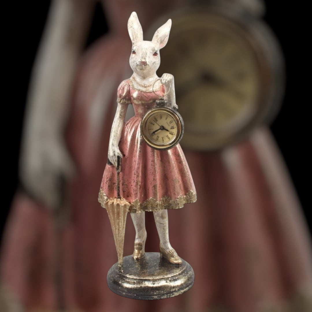 Lady Rabbit Standing Clock Figure – Whimsical Decorative Timepiece | Sign of the times Stoke