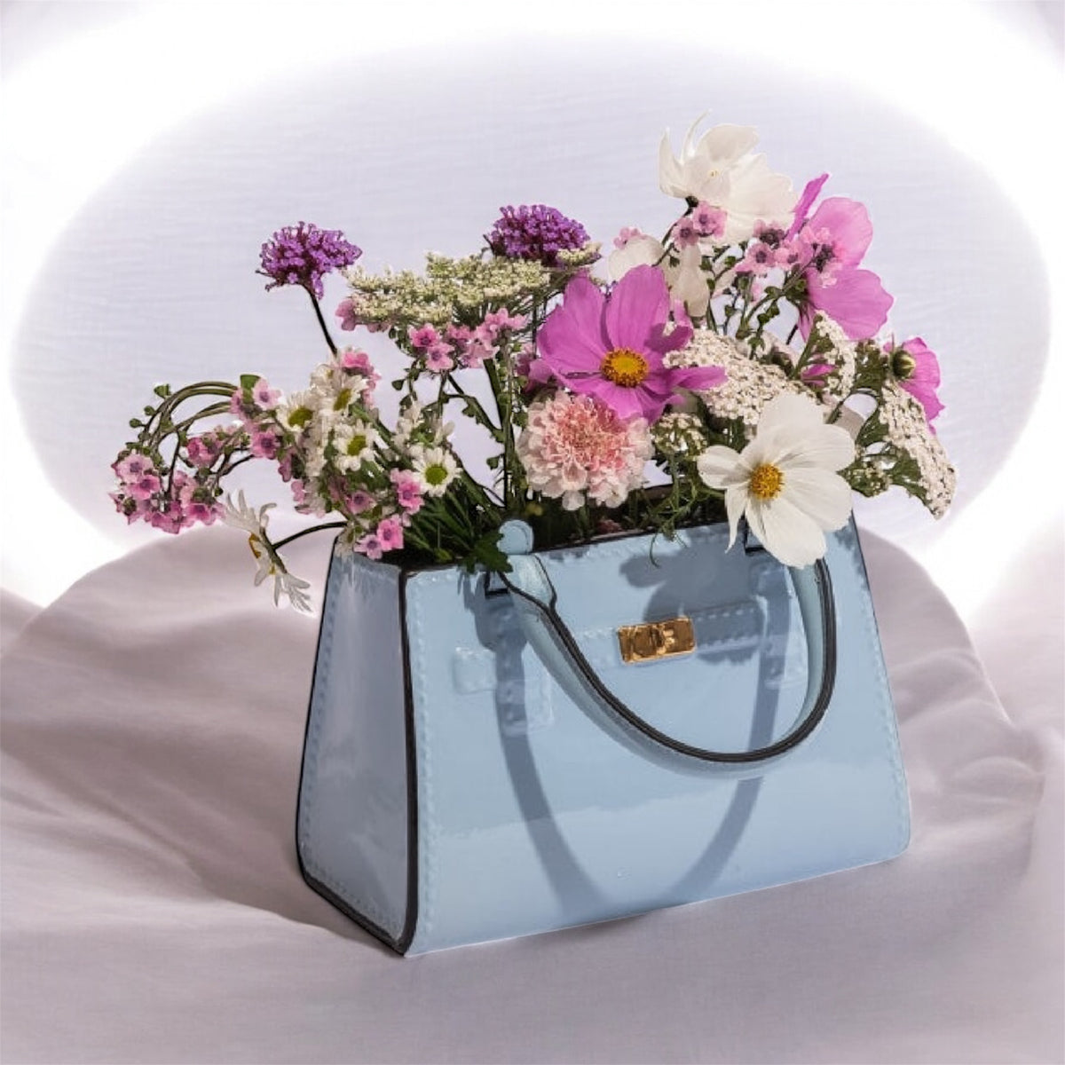 Light Blue Ceramic Handbag Vase – Chic Modern Decorative Vase | Sign of the times Stoke
