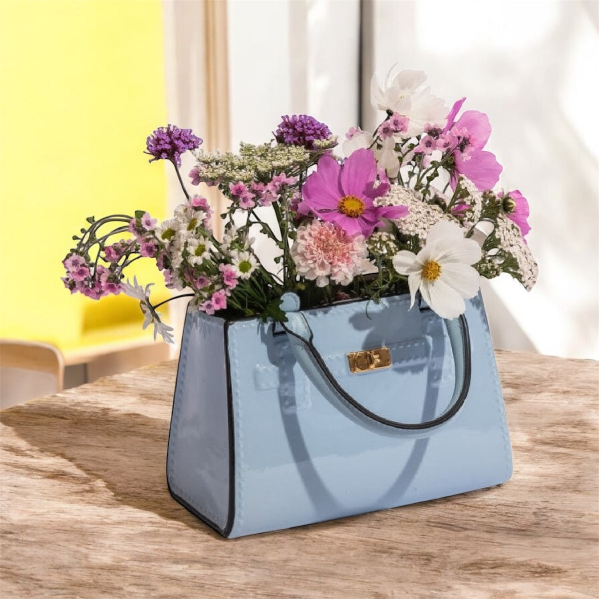 Light Blue Ceramic Handbag Vase – Chic Modern Decorative Vase | Sign of the times Stoke