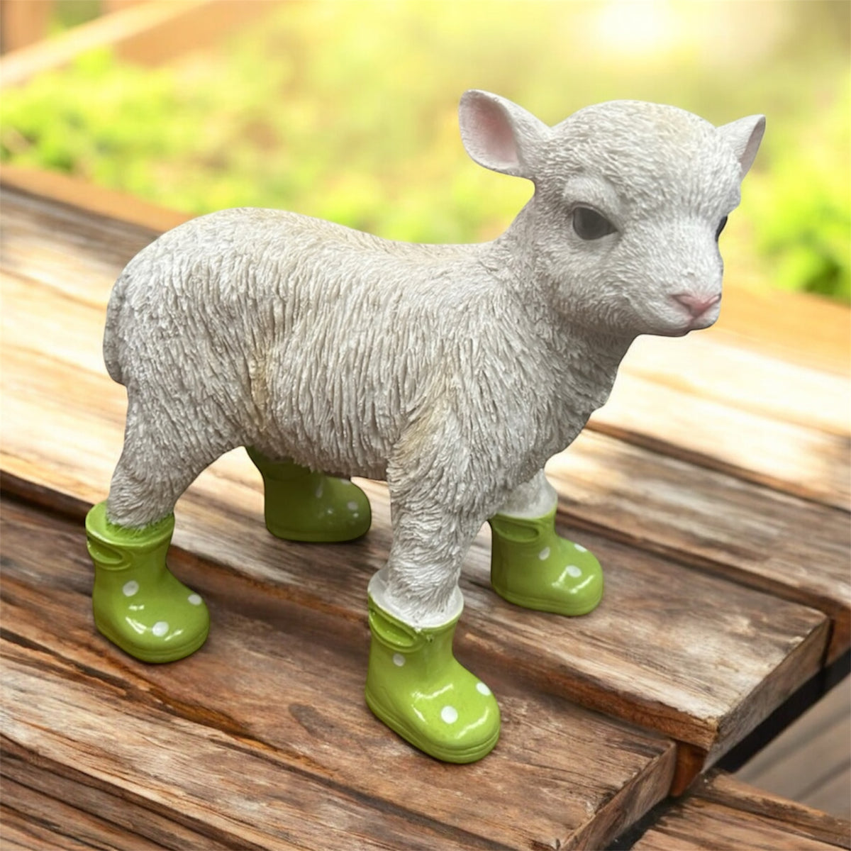 Lamb with Green Wellies – Adorable Resin Farm Animal Ornament | Sign of the times Stoke