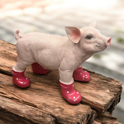 Pig with Wellies – Cute Pink Resin Farm Animal Ornament | Sign of the times Stoke