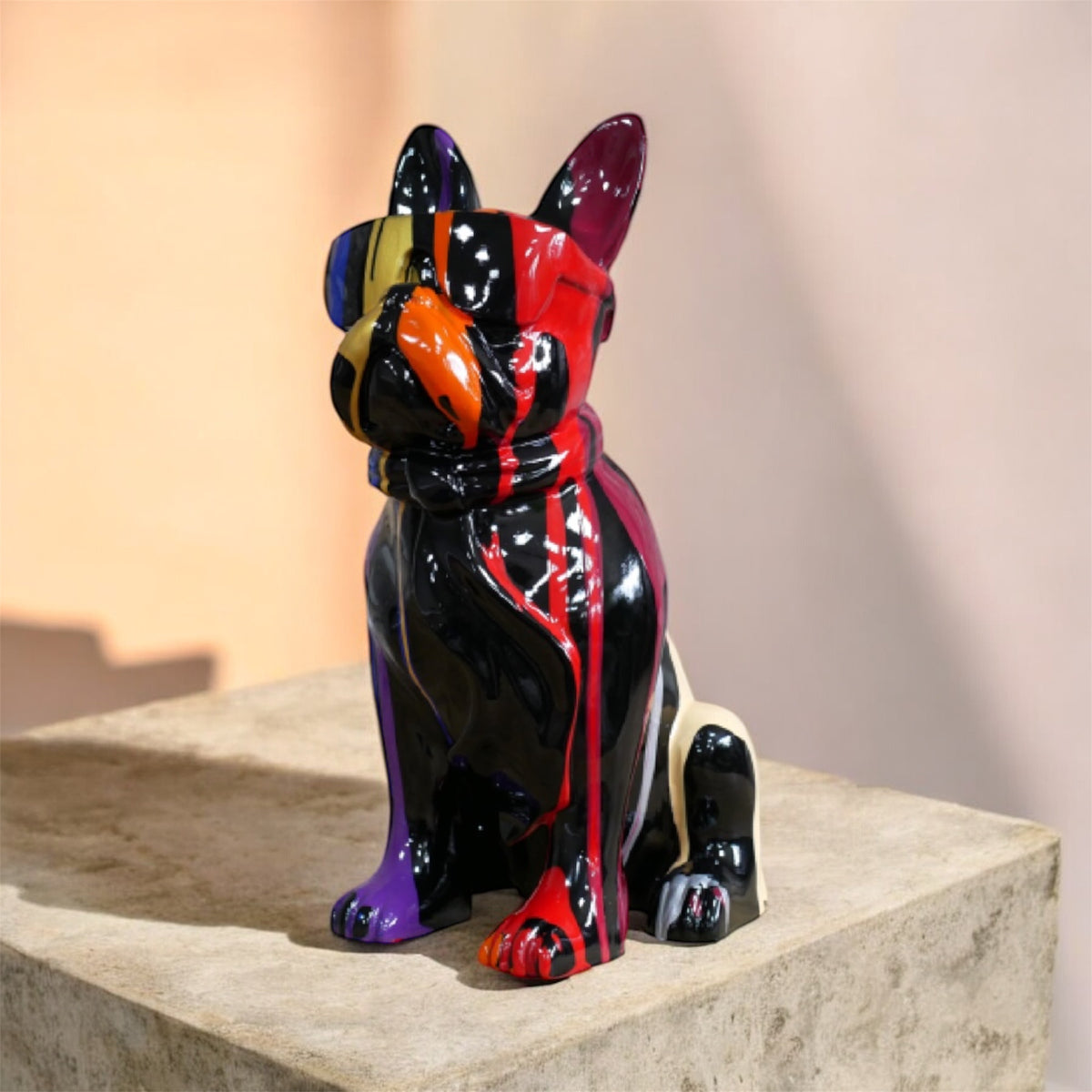 Multi-Colour Dog with Sunglasses – Funky Decorative Dog Sculpture | Sign of the times Stoke