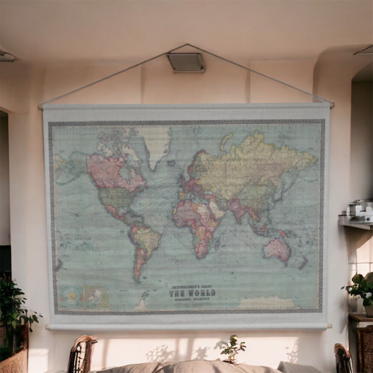 Large World Map Canvas Wall Art – Statement Global Map Print | Sign of the times Stoke