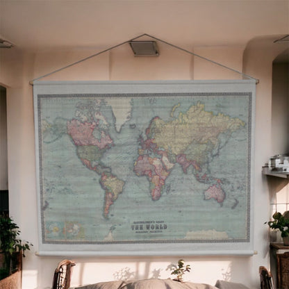 Large World Map Canvas Wall Art – Statement Global Map Print | Sign of the times Stoke