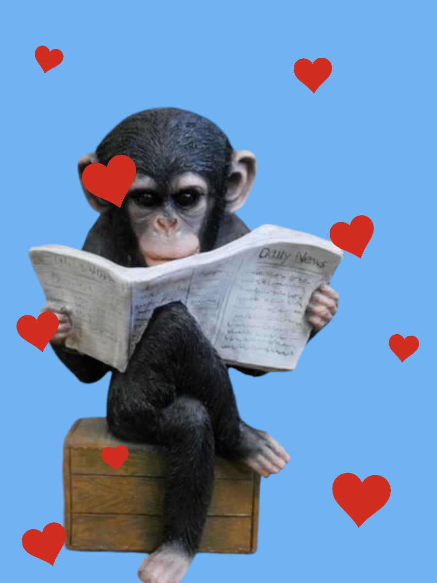 Monkey Reading the News - Charming Resin Figurine | Sign of the times Stoke
