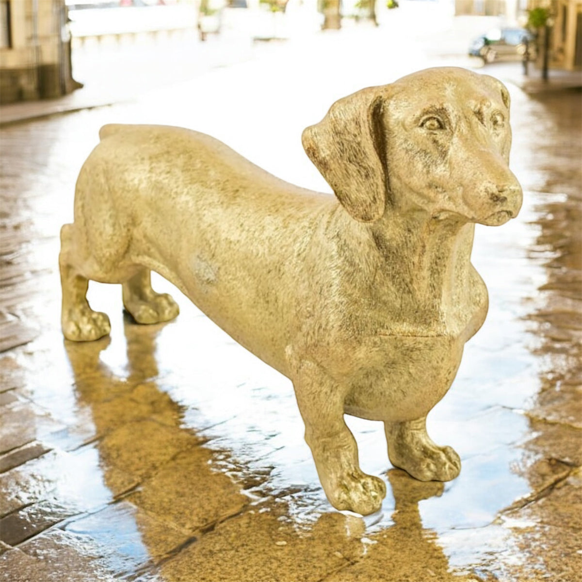Gold Dachshund Figure – Stylish Dog Ornament | Sign of the times Stoke