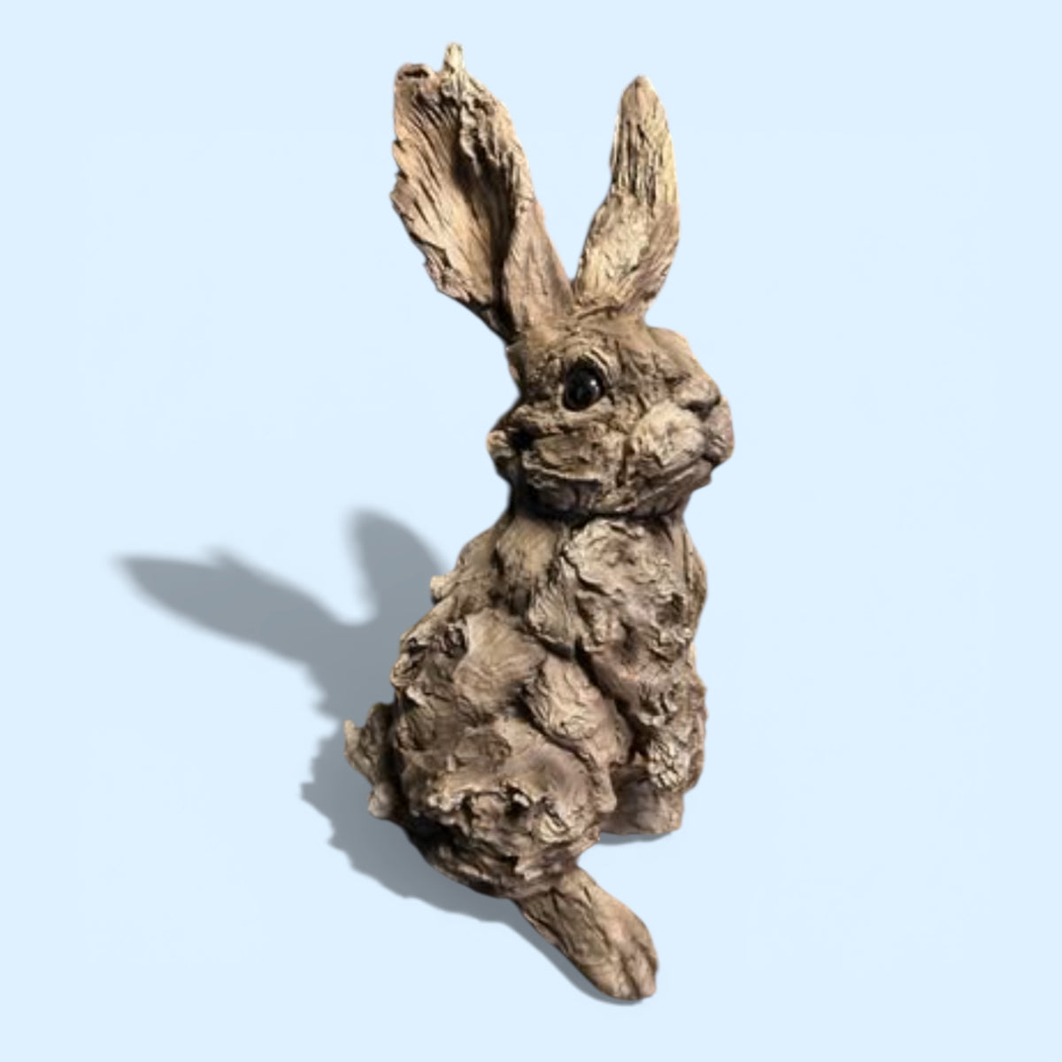 Rustic Rabbit Resin Sculpture – Wood-Look | Sign of the times Stoke