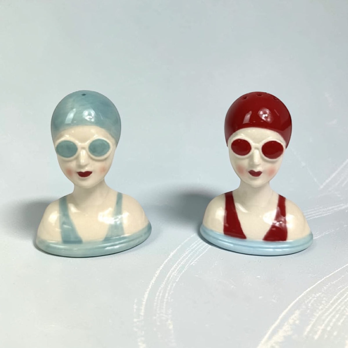 Set of Ceramic Beach Swimmers Salt & Pepper Shakers – Coastal Tableware | Sign of the times Stoke
