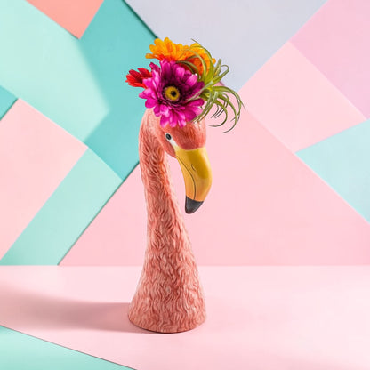 Large Ceramic Pink Flamingo Head Vase – Unique Decorative Statement Piece | Sign of the times Stoke