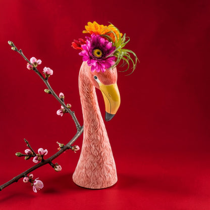 Large Ceramic Pink Flamingo Head Vase – Unique Decorative Statement Piece | Sign of the times Stoke