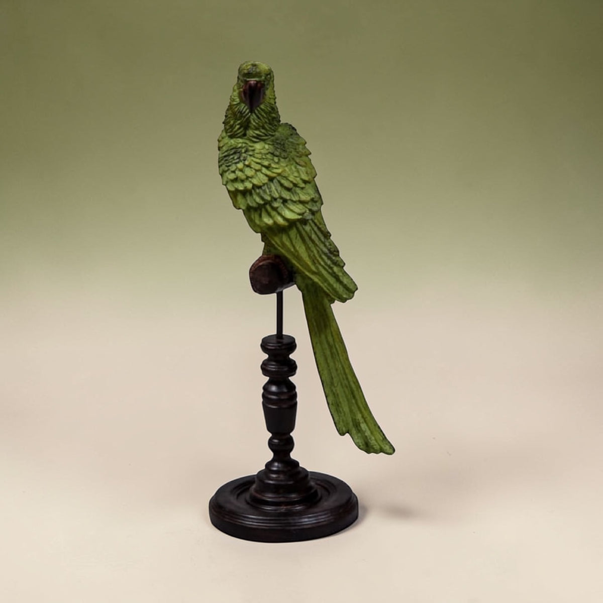 Green Parrot on Perch Figure – Exotic Tropical Bird Decor | Sign of the times Stoke