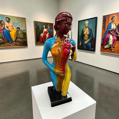 Colourful Sculpture of Lady – Vibrant Modern Decorative Figure | Sign of the times Stoke