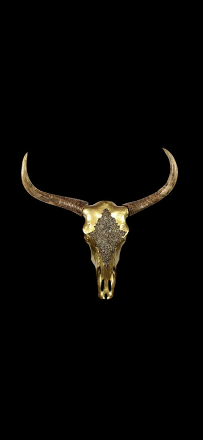 Gold Cow Skull Wall Hanging – Large Statement Wall Décor | Sign of the times Stoke