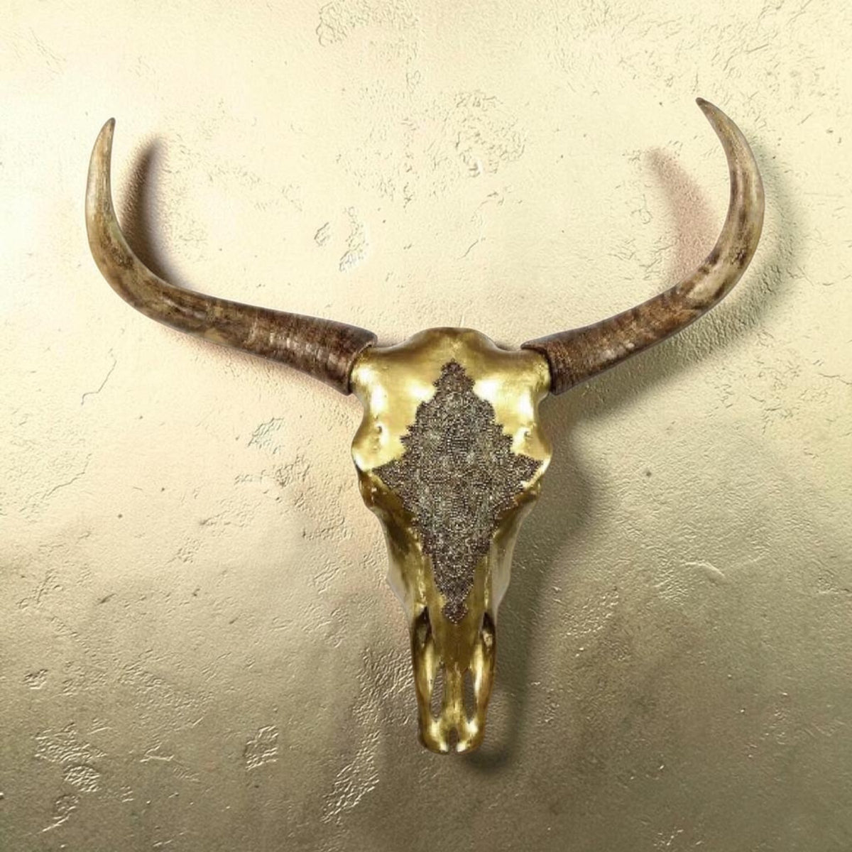 Gold Cow Skull Wall Hanging – Large Statement Wall Décor | Sign of the times Stoke