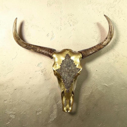 Gold Cow Skull Wall Hanging – Large Statement Wall Décor | Sign of the times Stoke