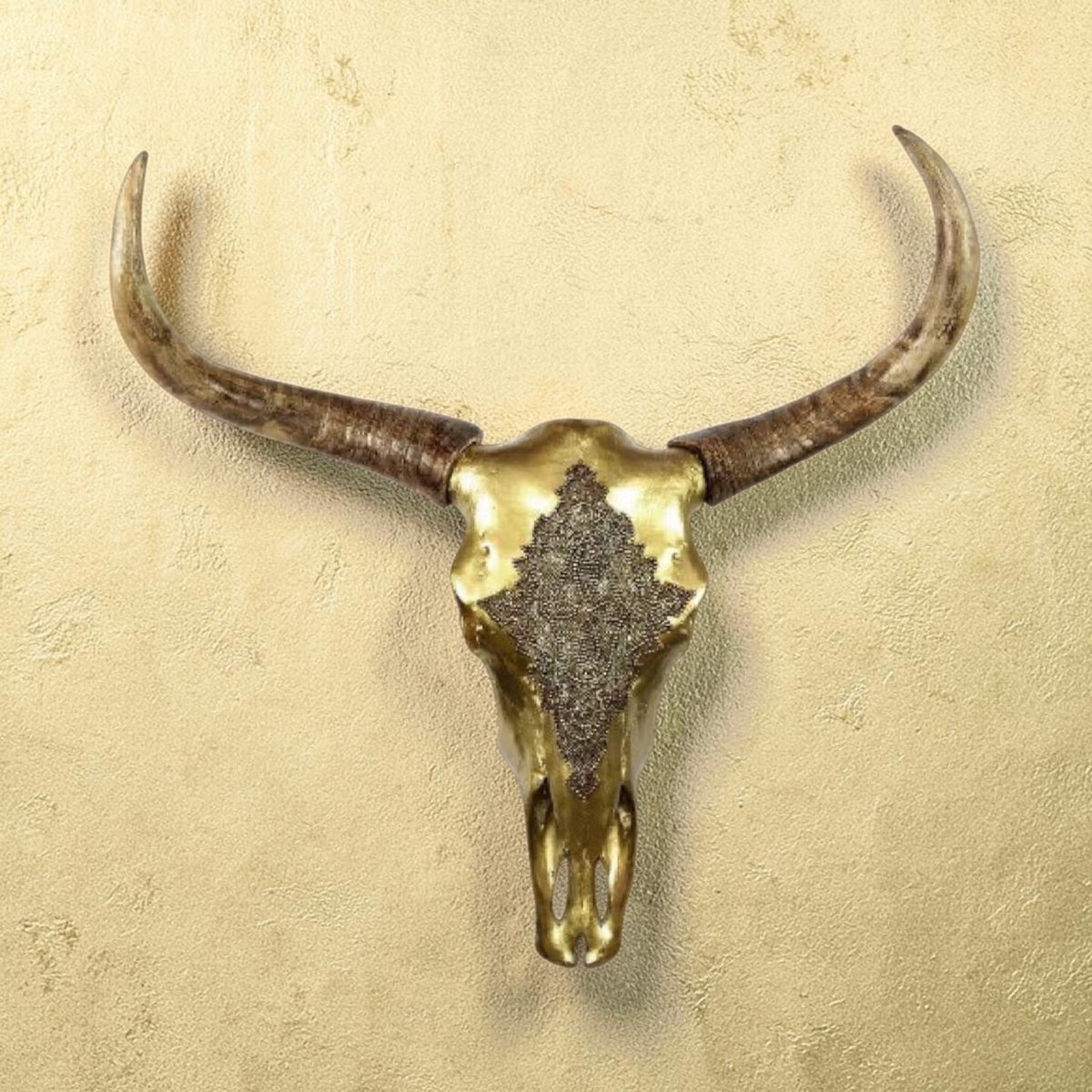 Gold Cow Skull Wall Hanging – Large Statement Wall Décor | Sign of the times Stoke