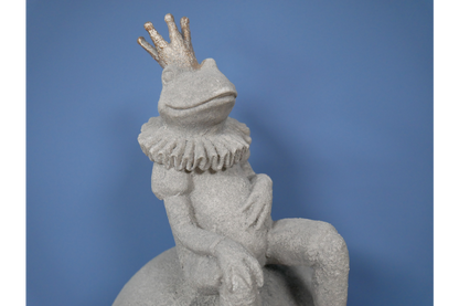 King Frog on Ball Sculpture - Resin Frog with Concrete Look | Sign of the times Stoke